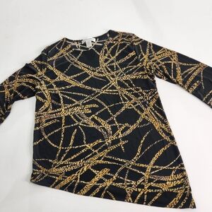 Donna Toran Women’s Tunic Top Blouse Long Sleeve Black Size M Medium 01